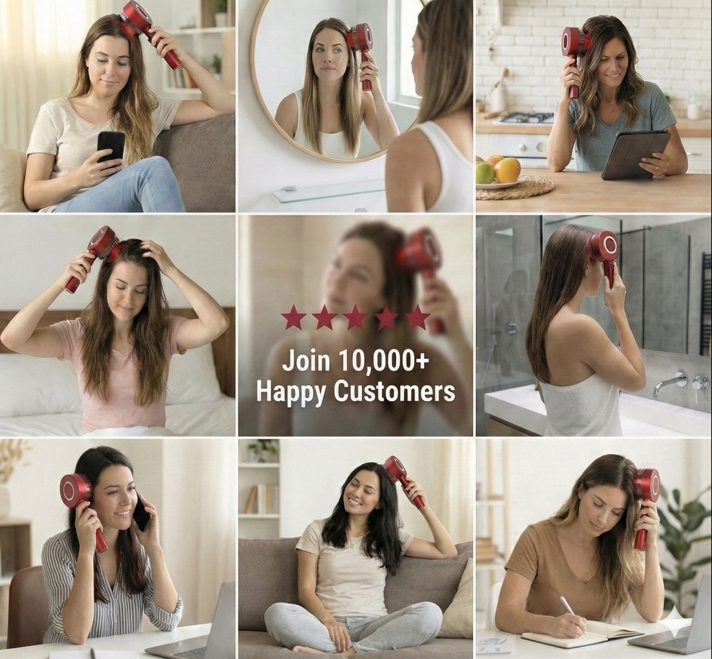 3‑in‑1 Red Light Hair & Scalp Massager for Stronger Hair