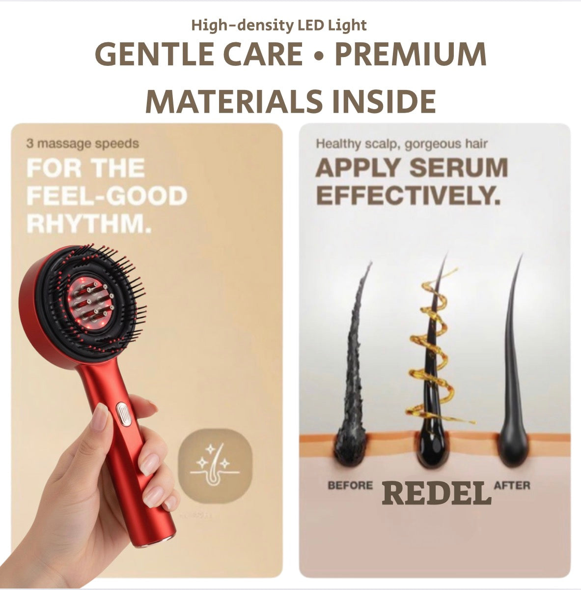 3‑in‑1 Red Light Hair & Scalp Massager for Stronger Hair