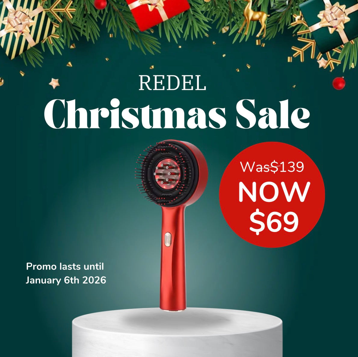 3‑in‑1 Red Light Hair & Scalp Massager for Stronger Hair