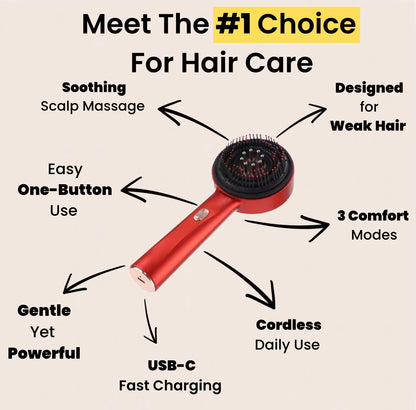 3‑in‑1 Red Light Hair & Scalp Massager for Stronger Hair